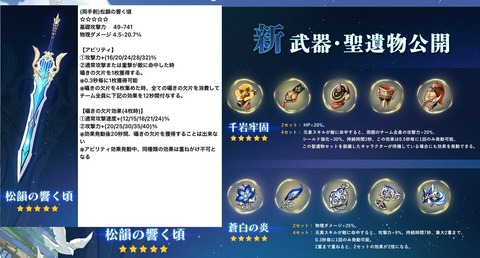 【原神】新武器の松韻の響く頃、ぶっ壊れすぎてヤバイ