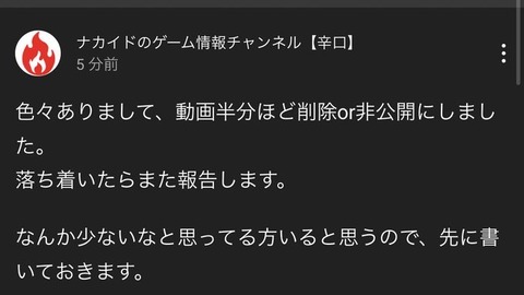 【朗報】炎上系ゲームユーチューバーのナカイドさん 逝く
