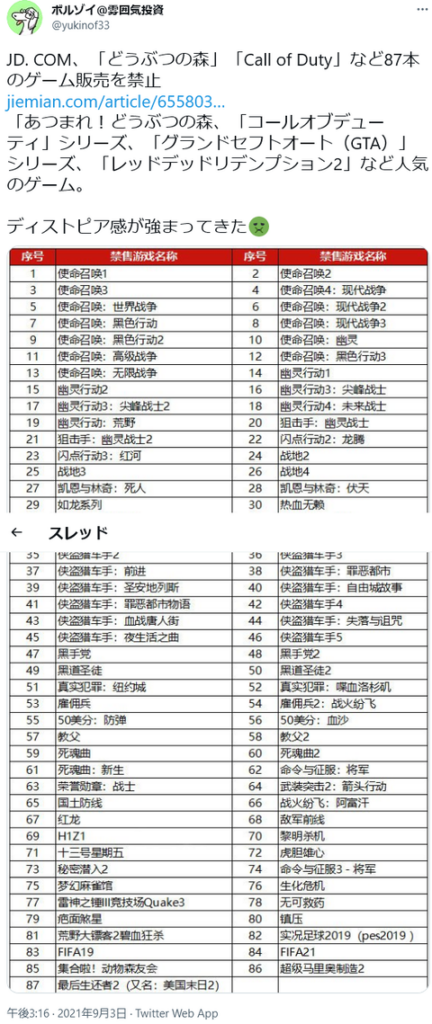 【朗報】中国、「マリオ」「ぶつ森」「COD」「GTA」「FIFA」などを発禁処分へ