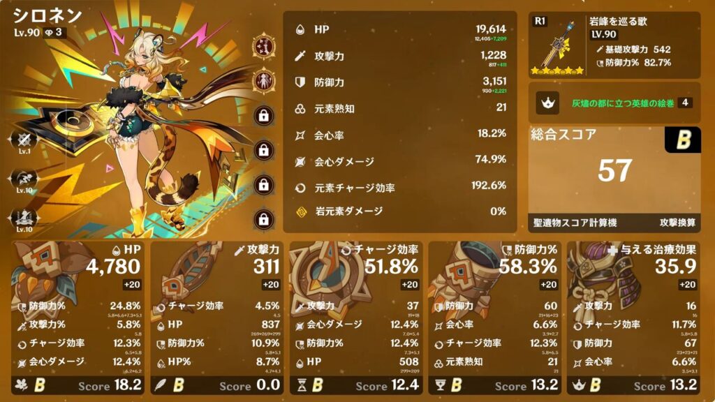 【原神】シロネンは防御3200はモラクスする必要あり