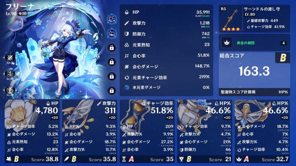 【原神】2凸フリーナなんだけど直した方がいい場所教えて欲しい